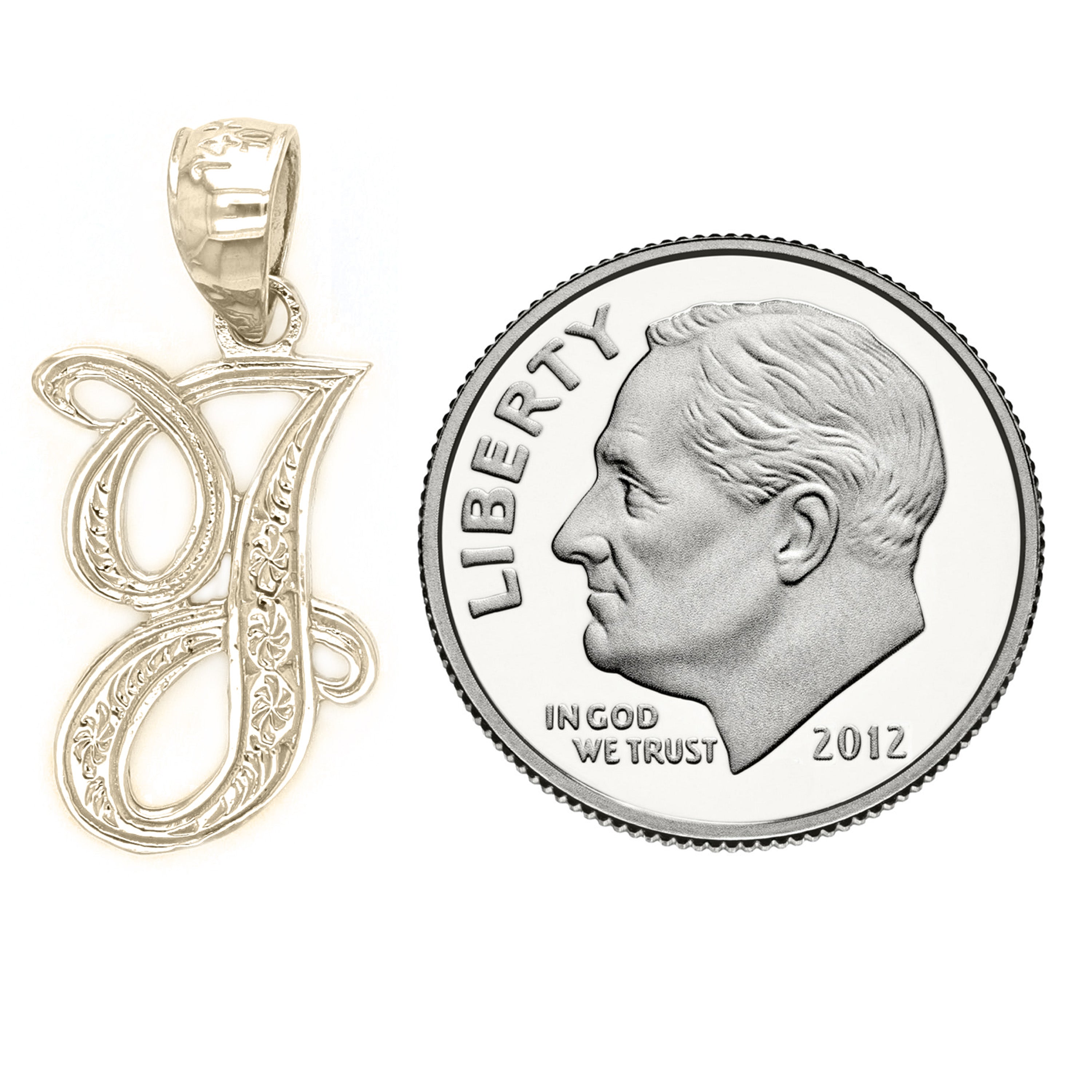 14k Yellow Gold Initial Letter J Alphabet Charm Pendant - Letter J,Yellow