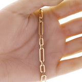 Italian 14k Yellow Gold Oval & Paper Clip Link Chain Bracelet 7.5" 6mm 7.2 grams