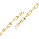 Italian 14k Yellow Gold Solid U Shape Hardwear Link Bracelet 7.75" 5mm 5.5 grams - Yellow