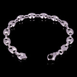 10k White Gold Solid Puffy Mariner Link Chain Bracelet 7" 11.7mm 38.7 grams - White,7" 38.7 grams