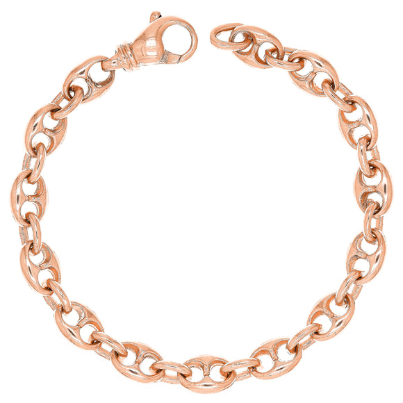 14k Rose Gold Solid Puffy Mariner Gucci Link Bracelet 8.5