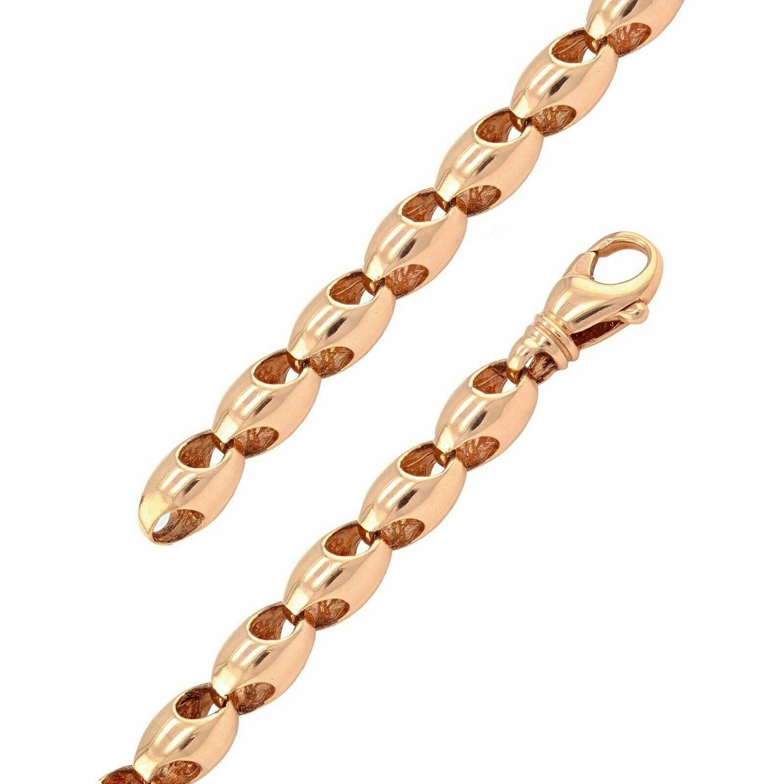 14k Rose Gold Handmade Fashion Link Bracelet 8" 7mm 32.2 grams