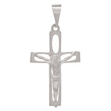 14k White Gold Crucifix Cross Religious Jesus Christ Charm Pendant 1.8" 2.8grams - White