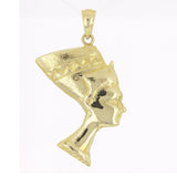 14k Yellow Gold Solid Egyptian Cleopatra Charm Pendant 1.2" 2.6 grams