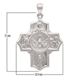 14k White Gold Holy Spirit Scapular Four Way Cross Charm Pendant 5.6 grams - White
