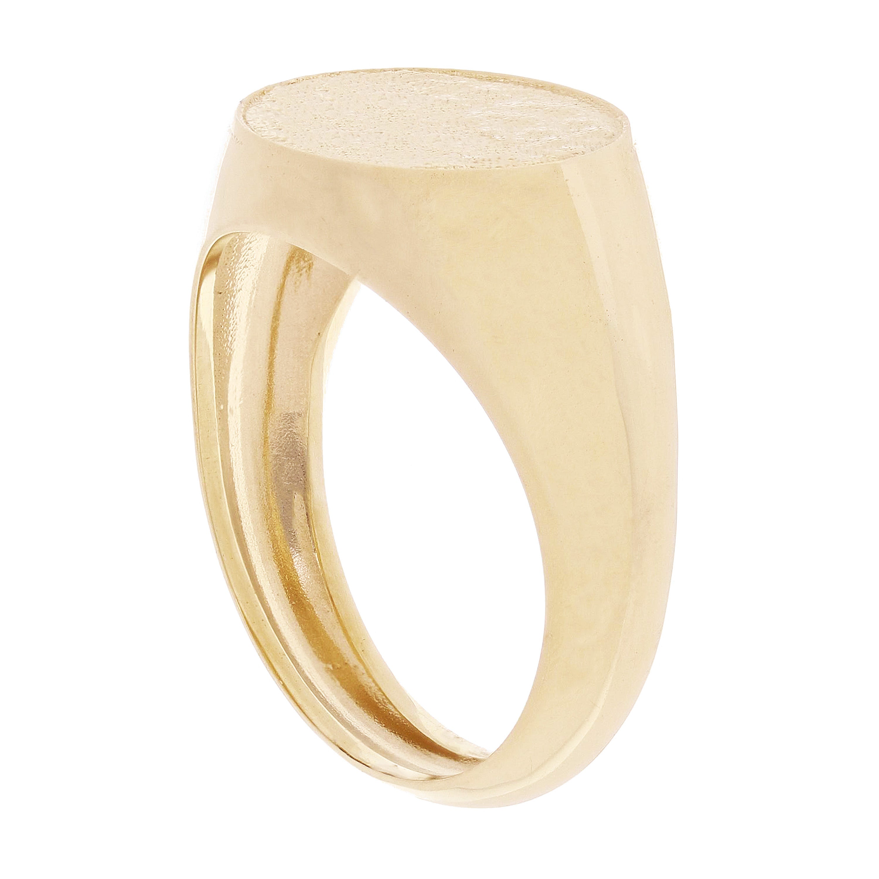 14k Yellow Gold Oval Hammered Finish Signet Ring Size 8 -12.3mm 6.4 grams