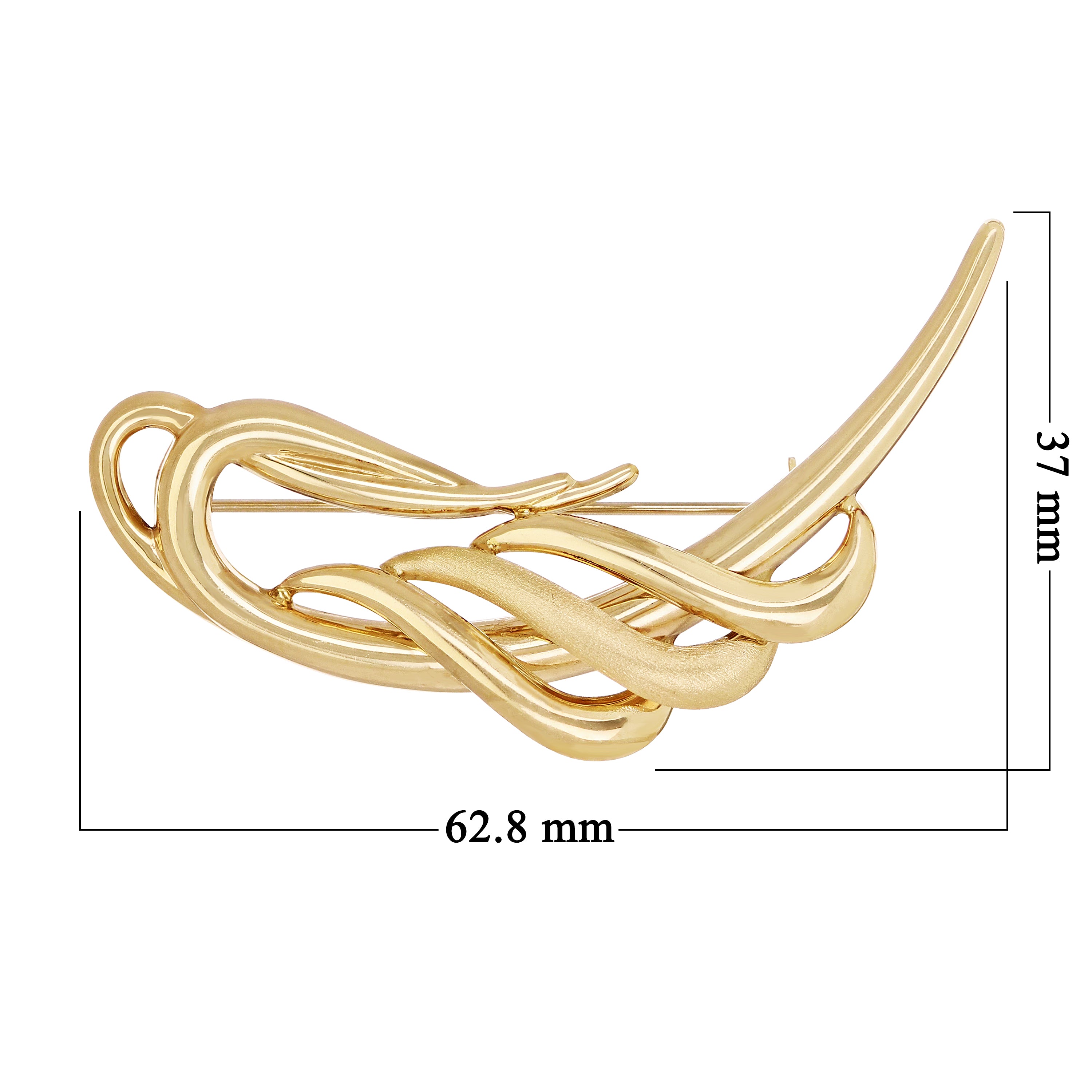 Italian 14k Yellow Gold Open Work Modernist Abstract Pin Brooch 2.6" 8.5 grams