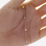 Italian 14k Tri-Color Gold ball Beads & Flower Charm Bracelet 7" 2.2 grams