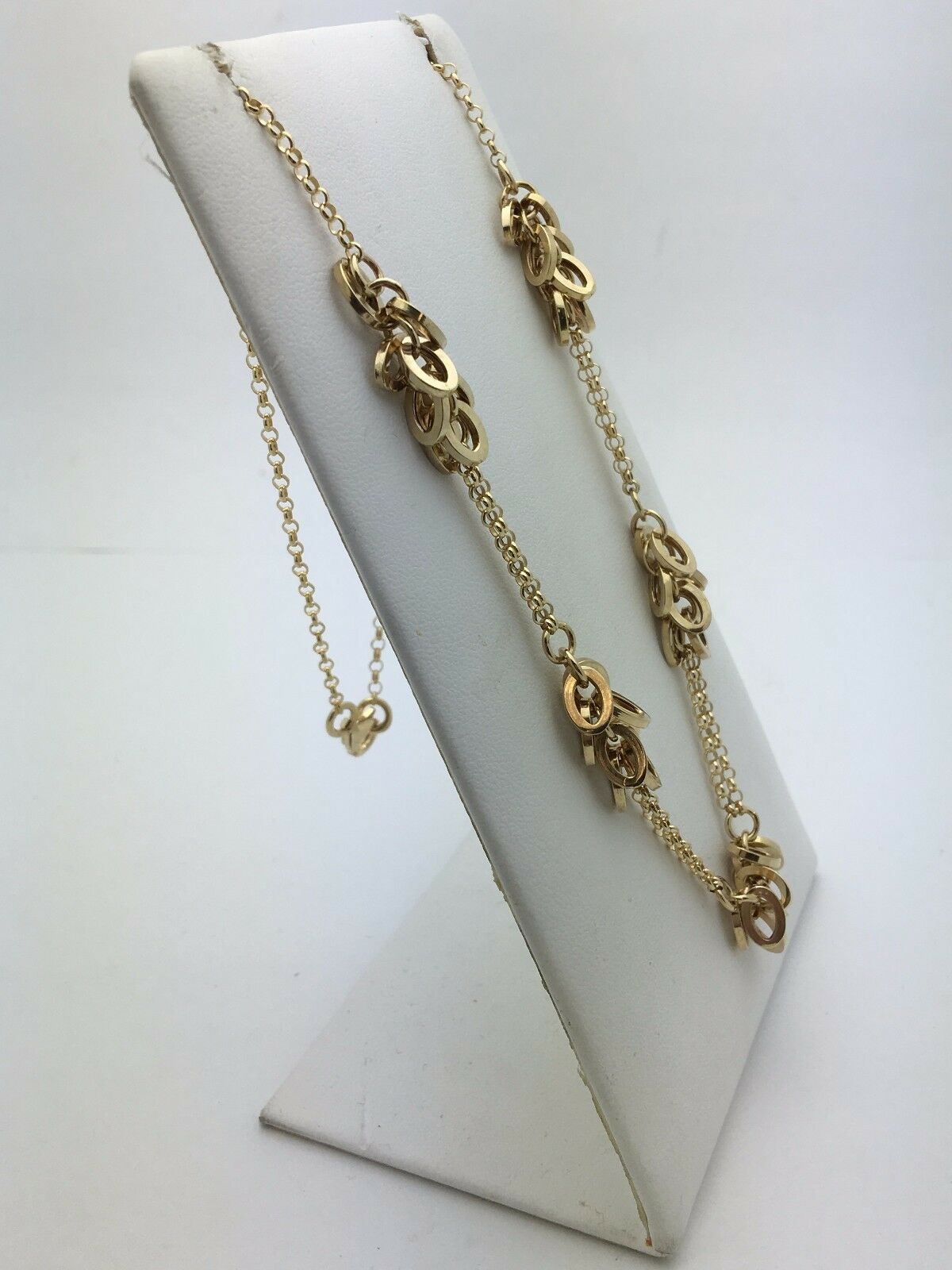 Italian 14k Yellow Gold Rolo Chain with Oval Charms Necklace 16" 9.3 g