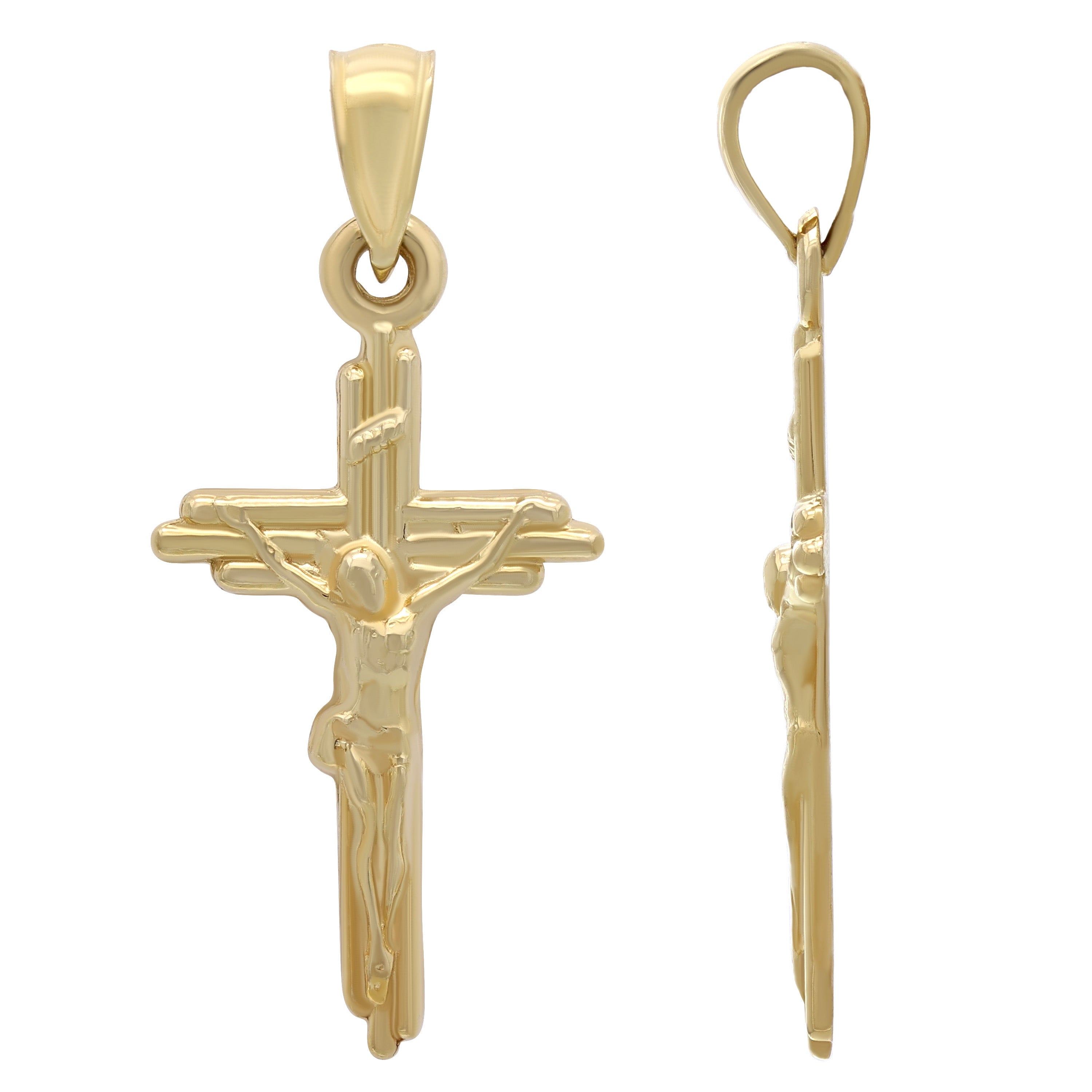 14k Yellow Gold Jesus Christ Crucifix Cross Religious Charm Pendant 1.9 grams - Yellow