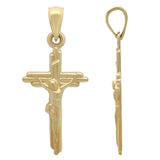 14k Yellow Gold Jesus Christ Crucifix Cross Religious Charm Pendant 1.9 grams - Yellow