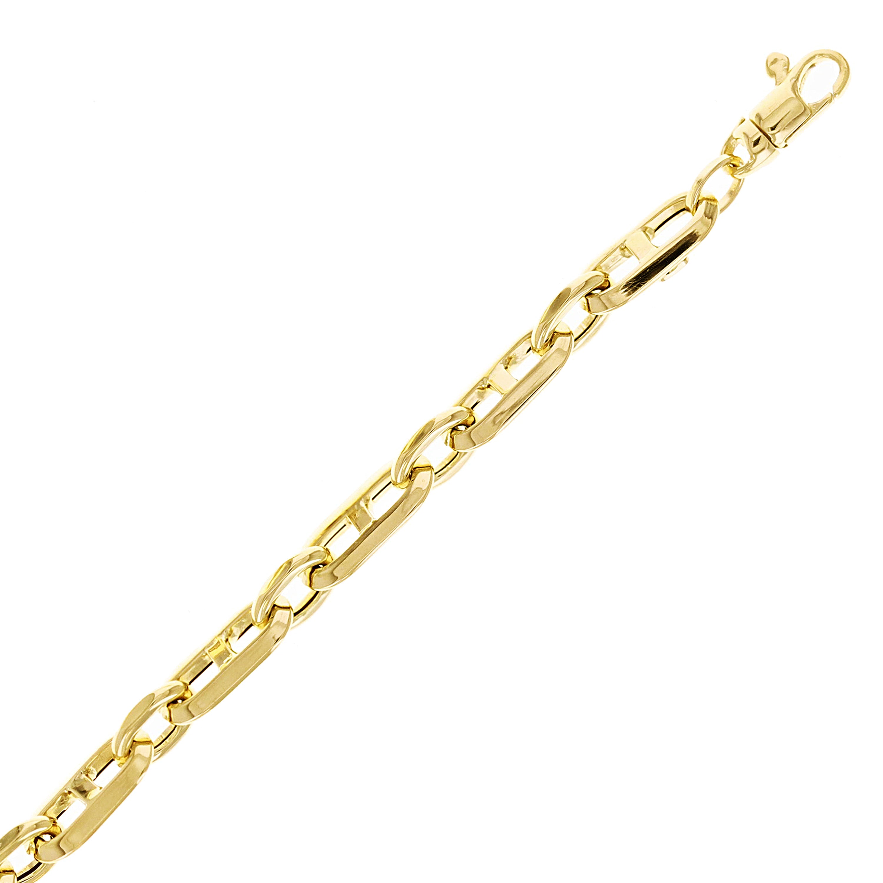 Italian 14k Yellow Gold Hollow Anchor Chain Bracelet 7.5" 5.8mm 4.9 grams