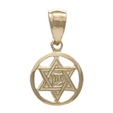 14k Yellow Gold Small Jewish Star Of David Hebrew Chai Charm Pendant 0.9 gram - Yellow