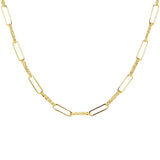 Italian 14k Yellow Gold Plain & Diamond Cut Paper Clip Link Necklace 18" 8.7 grams - 18" 8.7 grams