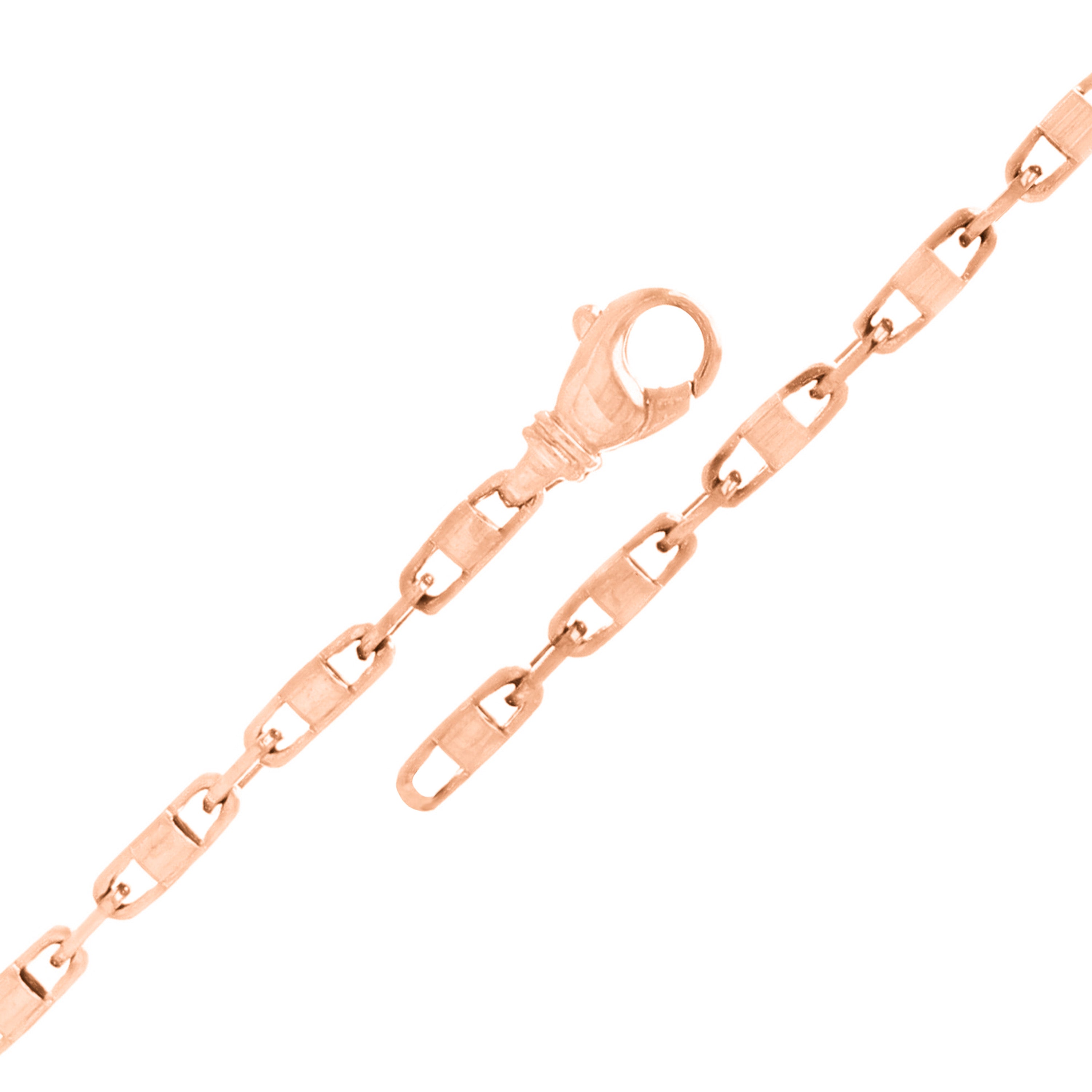 10k Rose Gold Solid Handmade Fashion Link Chain Bracelet 8.5" 4.4mm 11.3 grams - Rose,8.5"