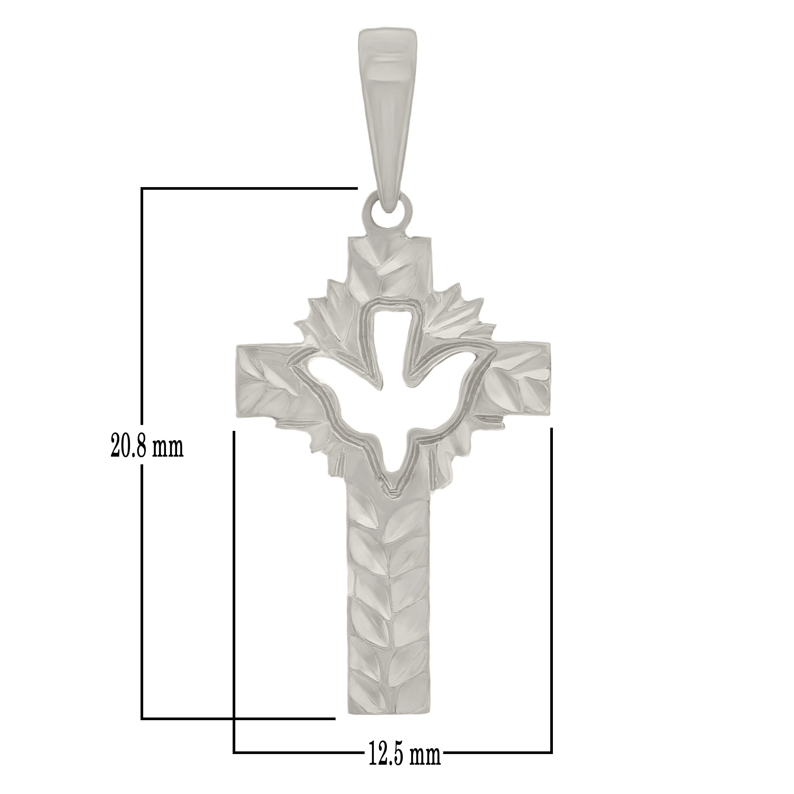 14k White Gold Cross Religious Charm Pendant 1.2" 1.7grams - White