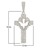 14k White Gold Cross Religious Charm Pendant 1.2" 1.7grams - White