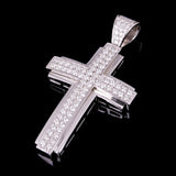 14k White Gold 1.76ctw Diamond Cross Pendant 2.2" 13.8 grams