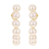 14k Yellow Gold Fresh Water Pearl Drop Curved Earrings 1.2" 4.4 grams
