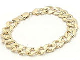 Men's 14k Solid Yellow Gold Flat Cuban Link Chain Bracelet 9.25" 46.3 grams - Yellow,9.25"