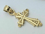 14k Yellow Gold Solid Small Religious Filigree Cross Charm Pendant 1.3 grams