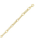 Italian 14k Yellow Gold Oval Twisted & Paper Clip Link Bracelet 7.75" 2.9 grams