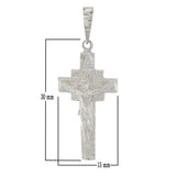 14k White Gold Jesus Christ Crucifix Cross Religious Charm Pendant 1.5" 2.5grams - White