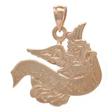 14k Rose Gold Solid "Heaven Bound" Guardian Angel Charm Pendant 5.2grams - Rose