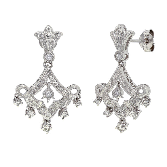 14k White Gold 0.37ctw Diamond Chandelier Dangle Earrings