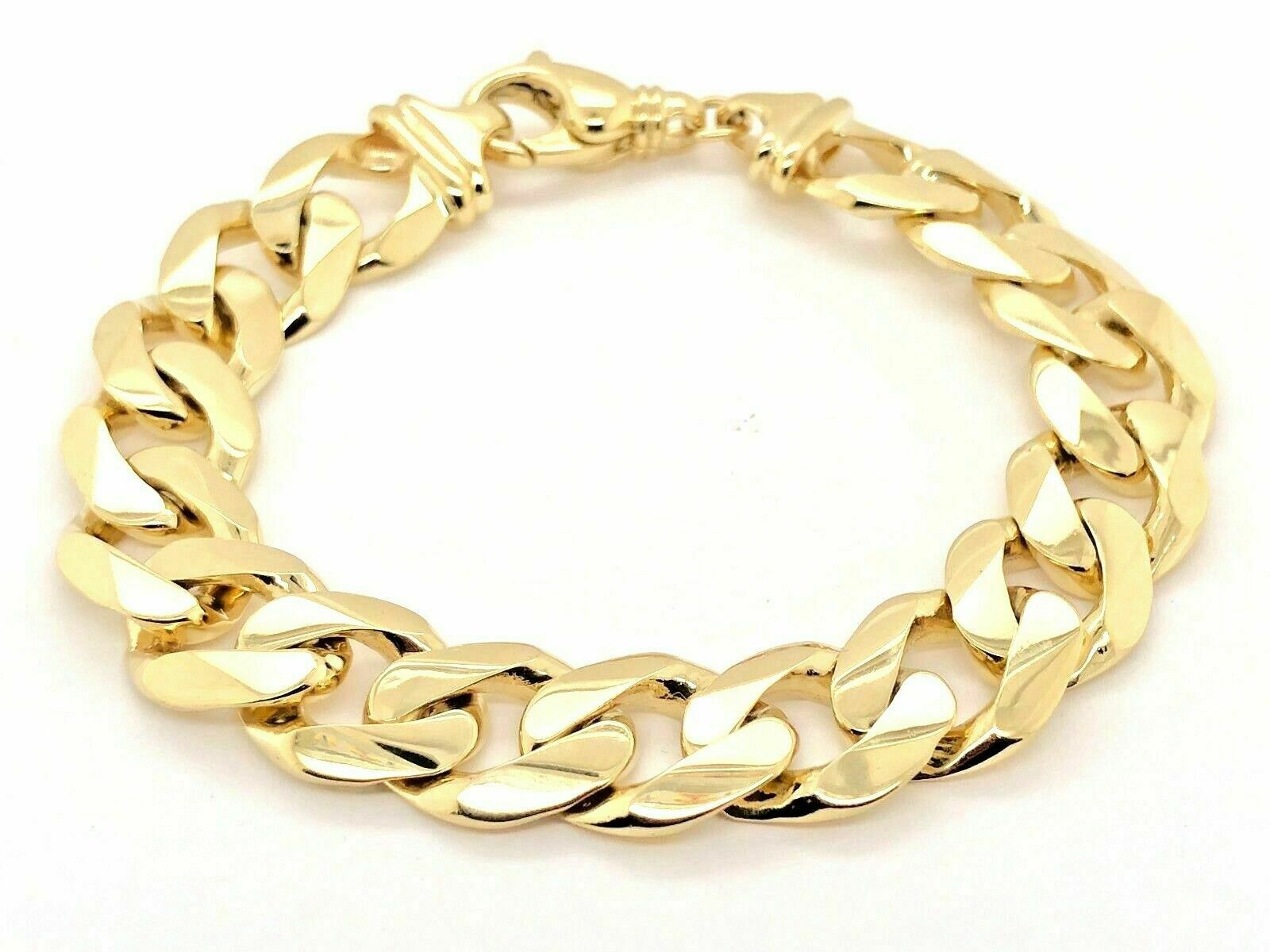Men's 14k Yellow Gold Solid Heavy Cuban Link Chain Bracelet 8.5" 15.6mm 77.5g - 8.5"