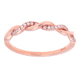 14k Rose Gold Diamond Pave Entwined Twist Stacking Ring - Rose