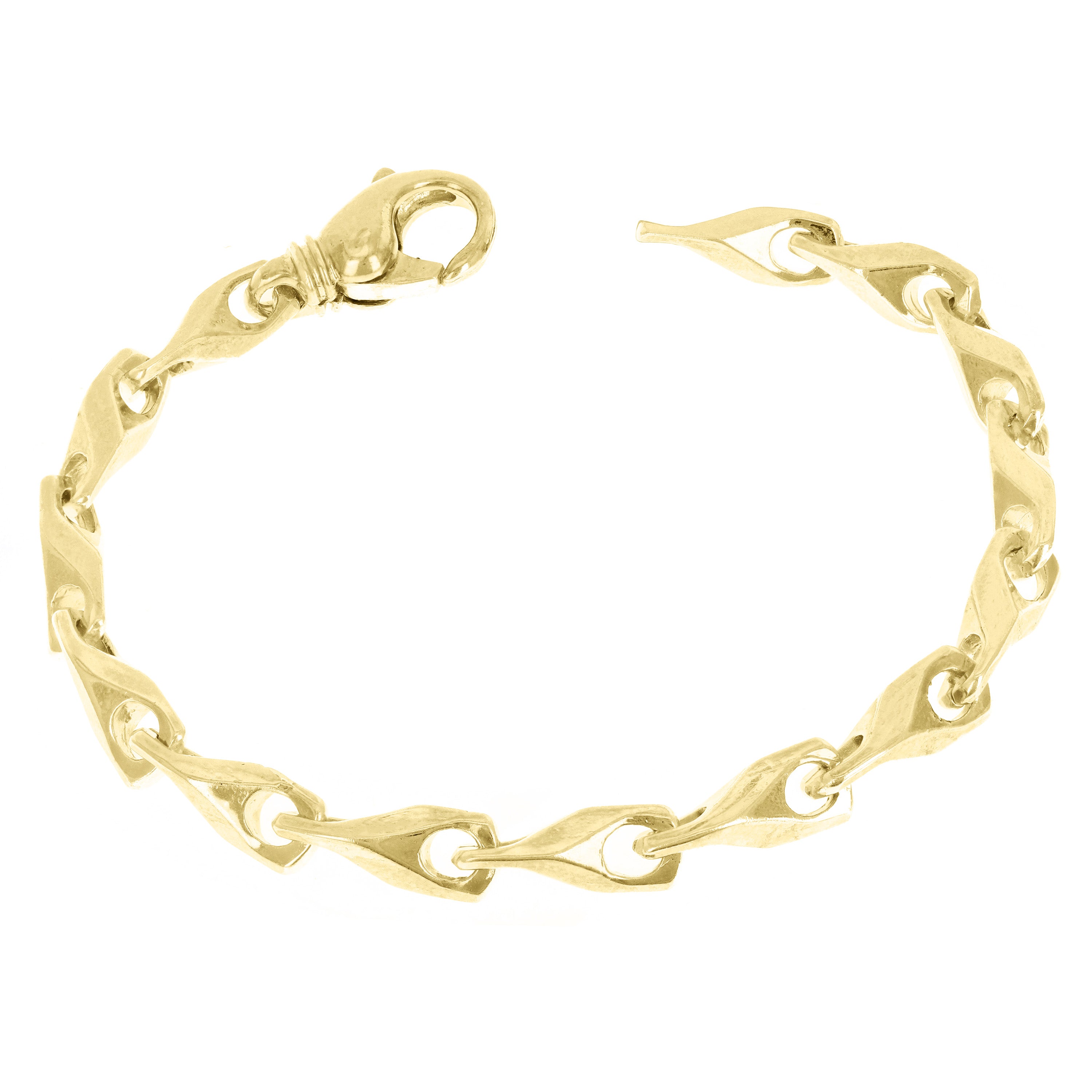 14k Yellow Gold Solid Handmade Fashion Link Bracelet 7" 6.1mm 21.5 grams - Yellow,7" 21.5 grams