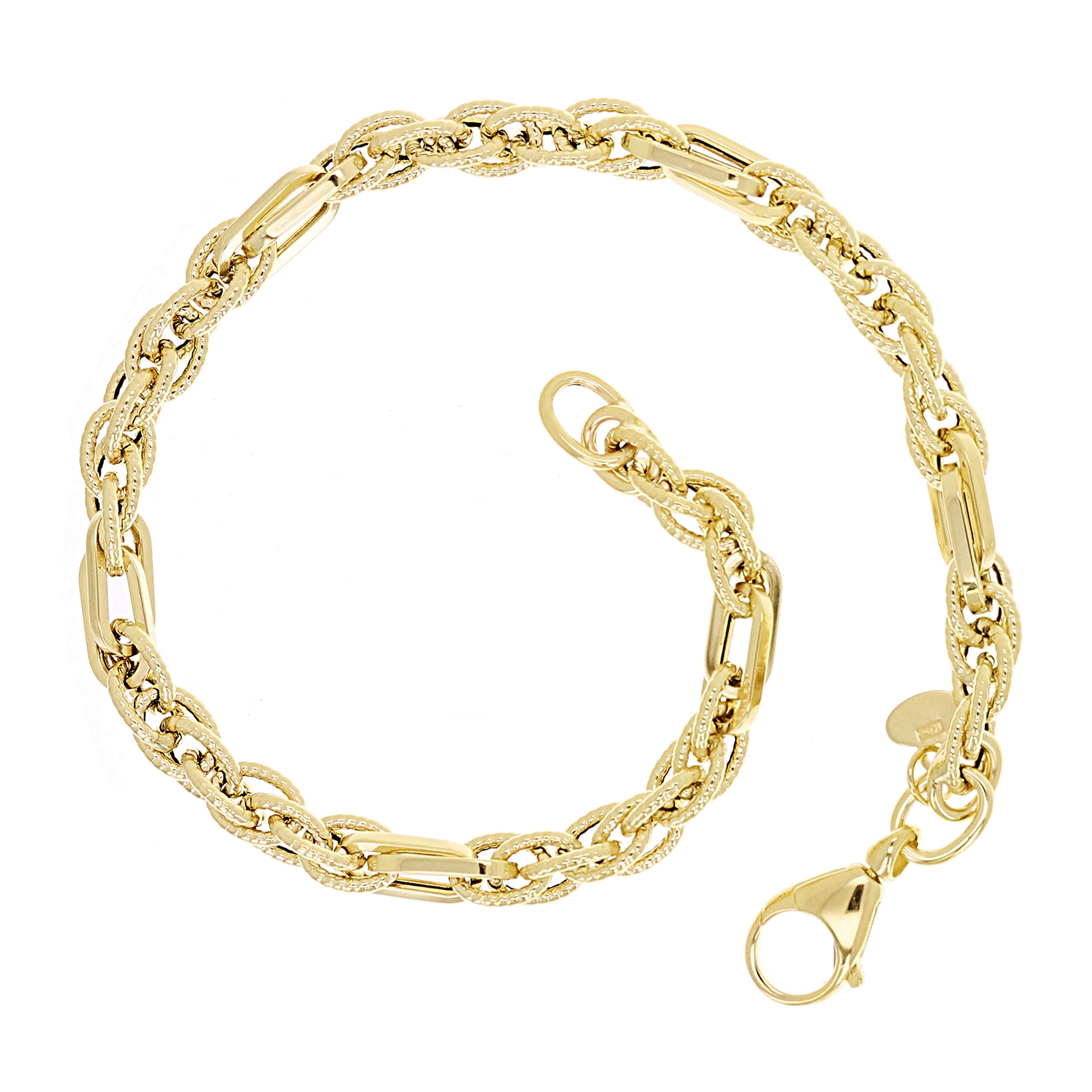 Italian 14k Yellow Gold Multipe Oval Twist Paper Clip Bracelet 7.5" 3.6 grams