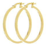 Italian 14k Yellow Gold Flat Tube Hollow Hoop Earrings 1" 2mm 1.7 grams