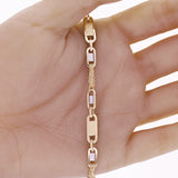 Italian 14k Two Tone Gold Paper Clip Link Rolo Chain Bracelet 7.5" 6mm 6.5 grams