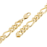 Men's 14k Yellow Gold Solid Heavy Figaro Chain Bracelet 7" 11.7mm 48.9 grams - 7"