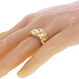 14k Yellow Gold Solid Heavy Nugget Style Ring Band 12.5mm Size 6.5 - Ring Size 6.5