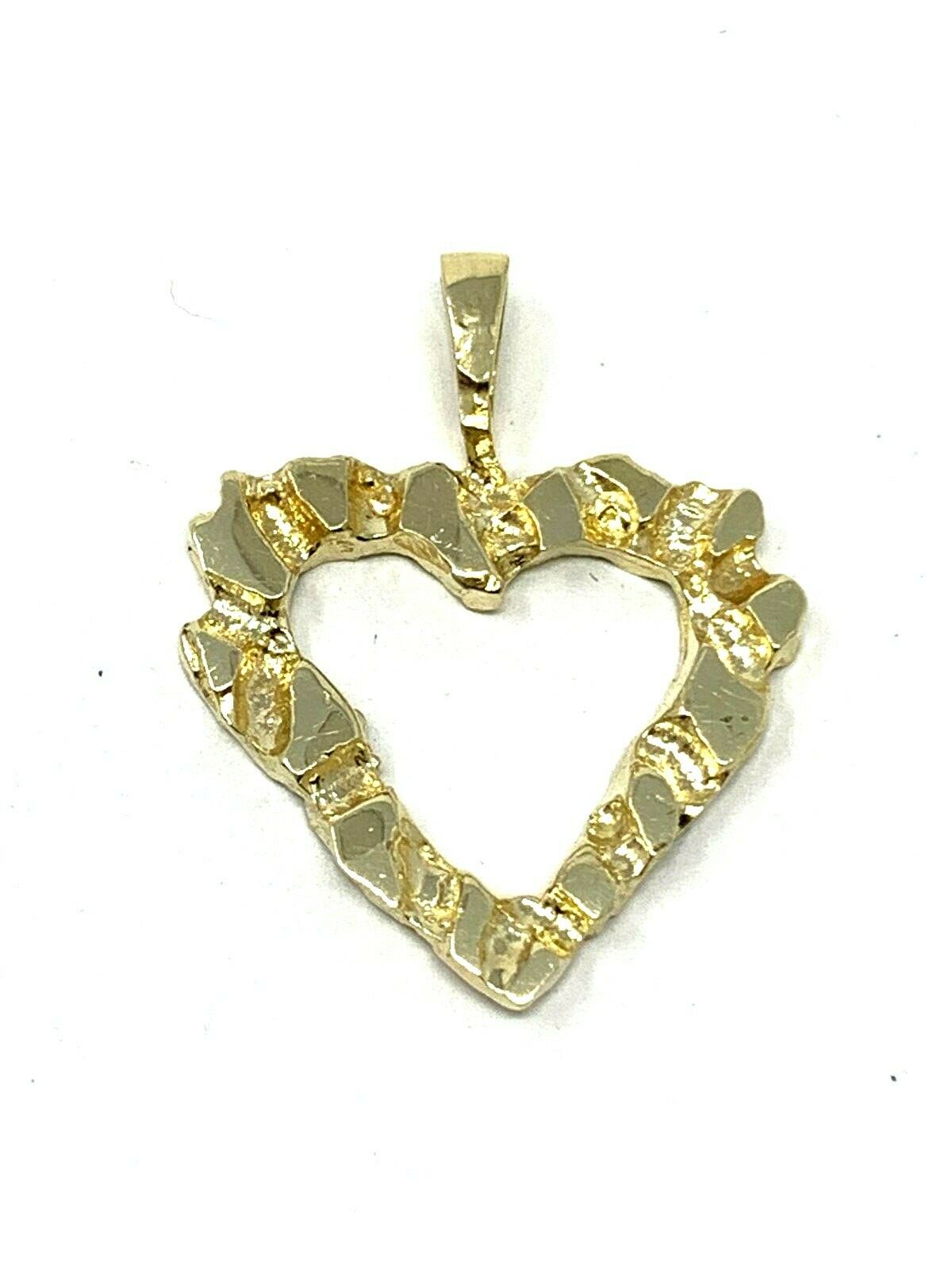 14k Yellow Gold Nugget Heart Charm Pendant 2.3 grams