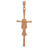 14k Rose Gold Jesus Christ Face Crucifix Cross Charm Pendant 1.8" 2.8 grams - Rose