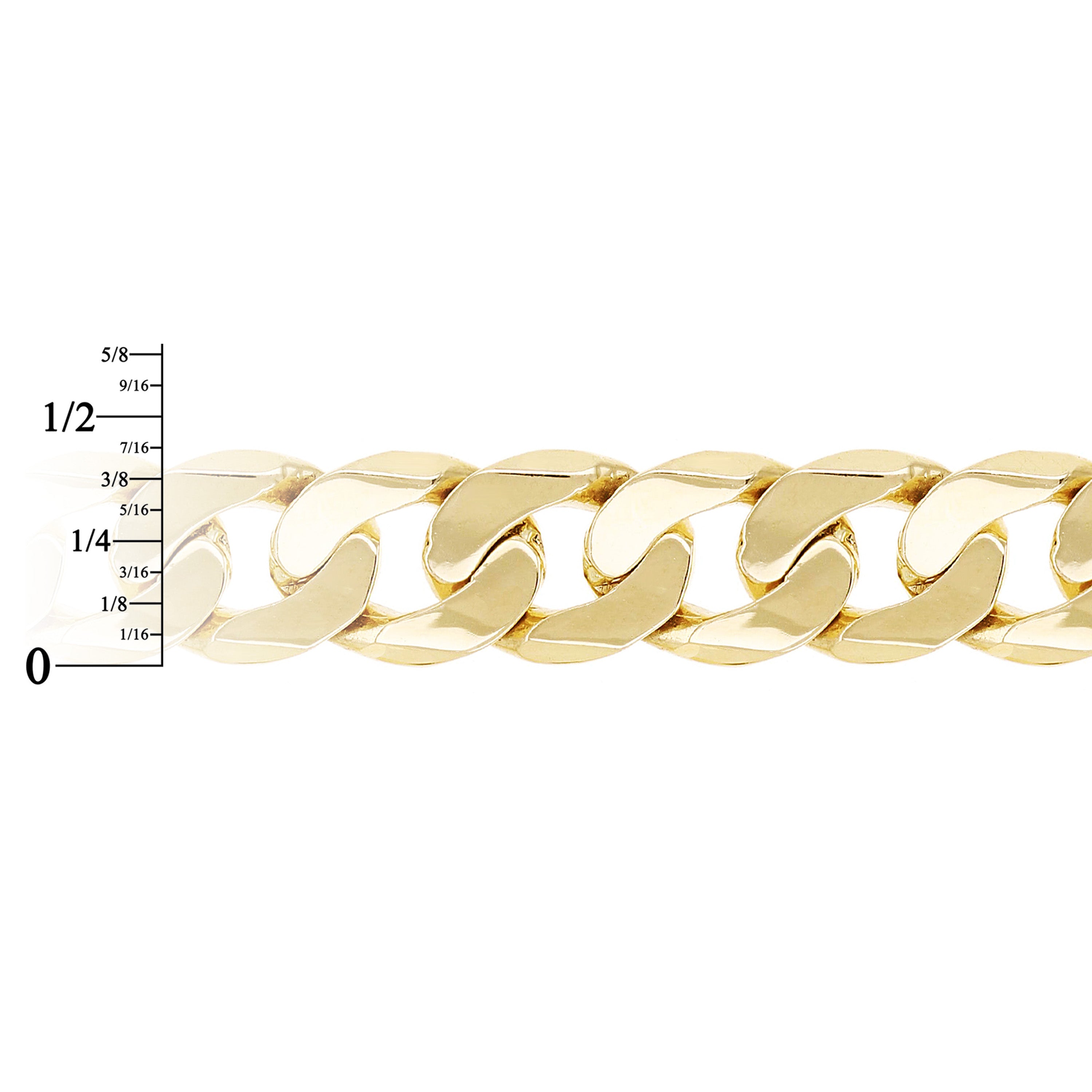 14k Yellow Gold Solid Flat Curb Cuban Link Chain Bracelet 7" 10.3mm 26.3 grams - 7" 26.3 grams
