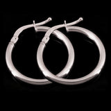 Italian 14k White Gold High Polished Plain Hollow Hoop Earrings 21x2mm 1.3 grams - White,Size 0.8" 1.3 grams