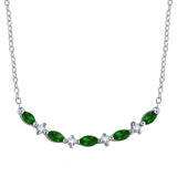 14k White Gold Diamond and Emerald Necklace 18" - Emerald