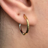 Italian 14k Yellow & White Gold Polished Small Thin Hollow Hoop Earrings