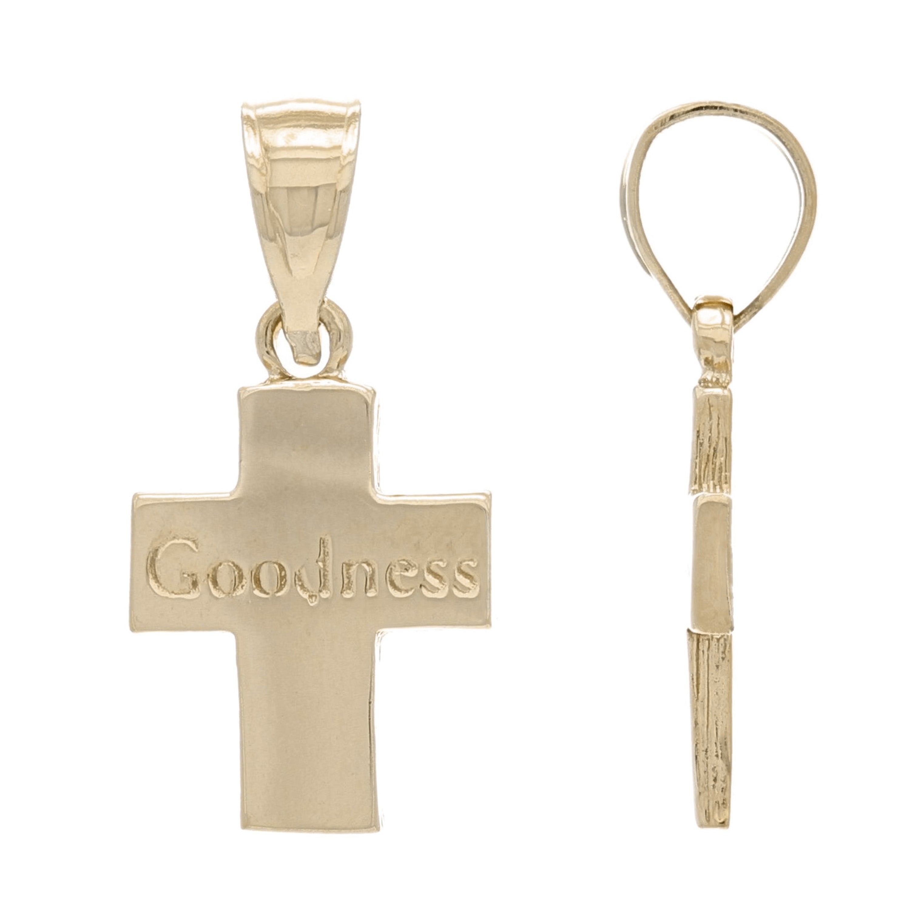 14k Yellow Gold Goodness Religious Cross Charm Pendant 1.3 grams - Yellow