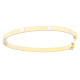 Italian 14k Yellow & White Gold Hollow Screw Design Bangle Bracelet 7" 5.2 grams