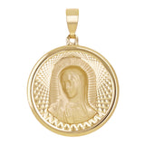 Italian 14k Yellow Gold Madonna Virgin Mary Medal Charm Pendant 1.1" 2 grams - 2 grams