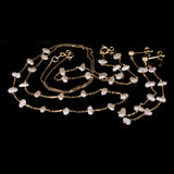 14k Yellow Gold Water Pearl Jewelry Set 17" Necklace 7" Bracelet & Earrings 2.5"