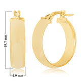 Italian 14k Yellow Gold Polished Small Flat Hollow Hoop Earrings