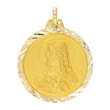 Italian 14k Yellow Gold Sacred Heart of Jesus Medal Charm Pendant 1" 3.5 grams