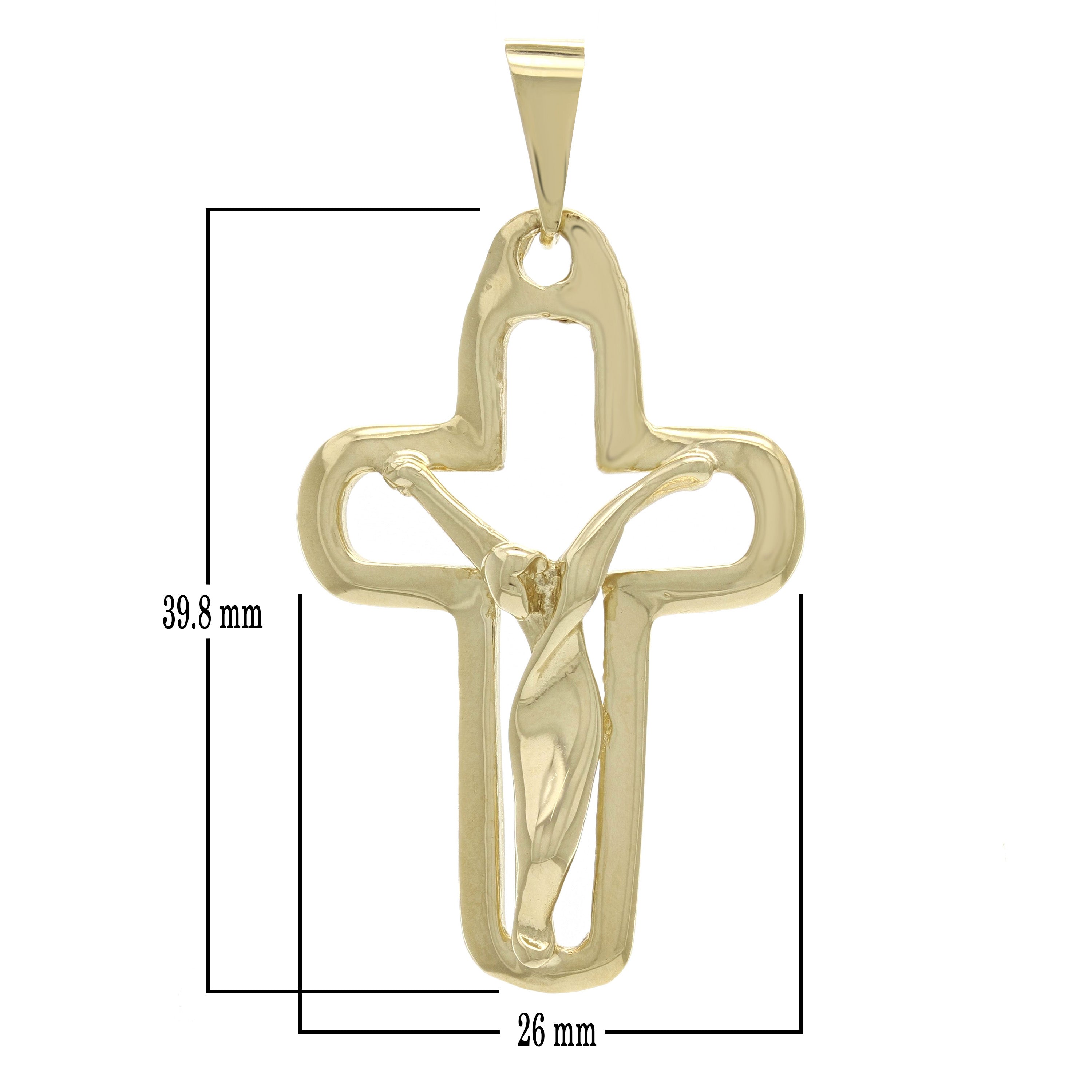 14k Yellow Gold Jesus Christ Pendant Religious Crucifix Cross Charm 5.9 grams - Yellow